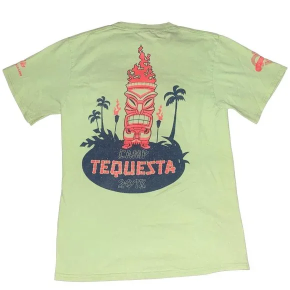 Camp Tequesta Hawaiian Lime Green TShirt Small - Picture 1 of 4